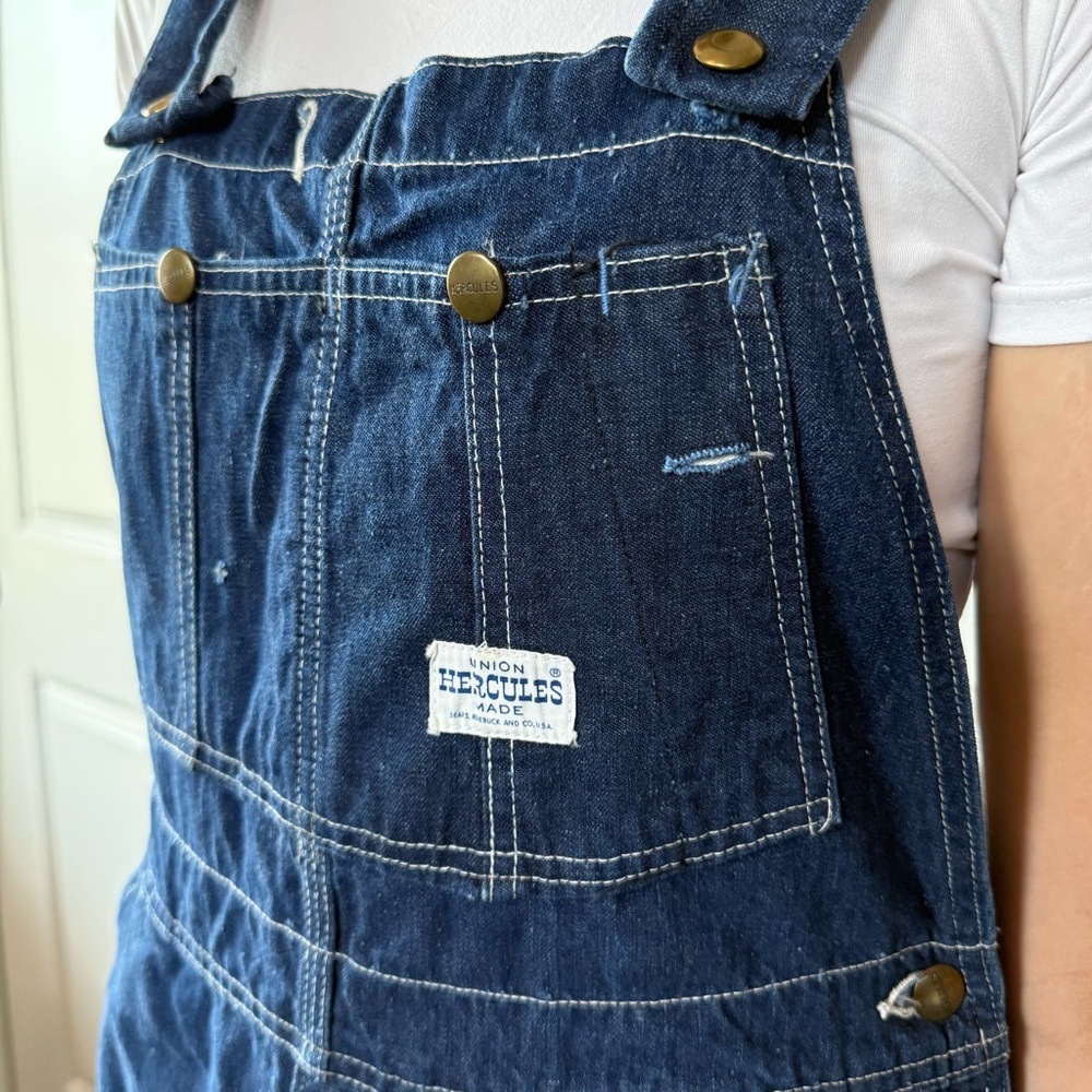 Vintage 50s 60s HERCULES dark Denim Overalls unisex M  VERY RARE union made - Picture 14 of 16